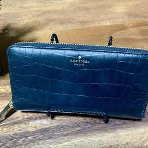 Kate Spade Black Croc Embossed Wallet